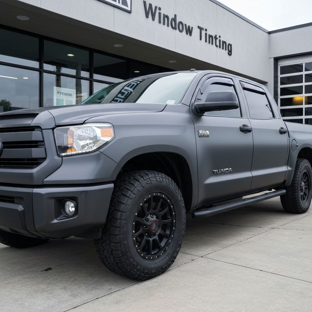 Matte gray Toyota Tundra with tinted windows