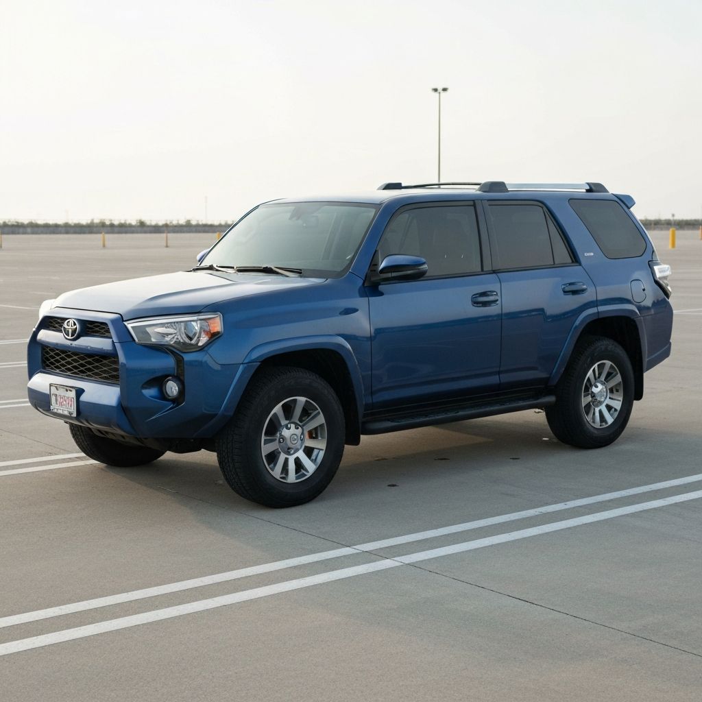 Blue Toyota 4Runner with tinted windows