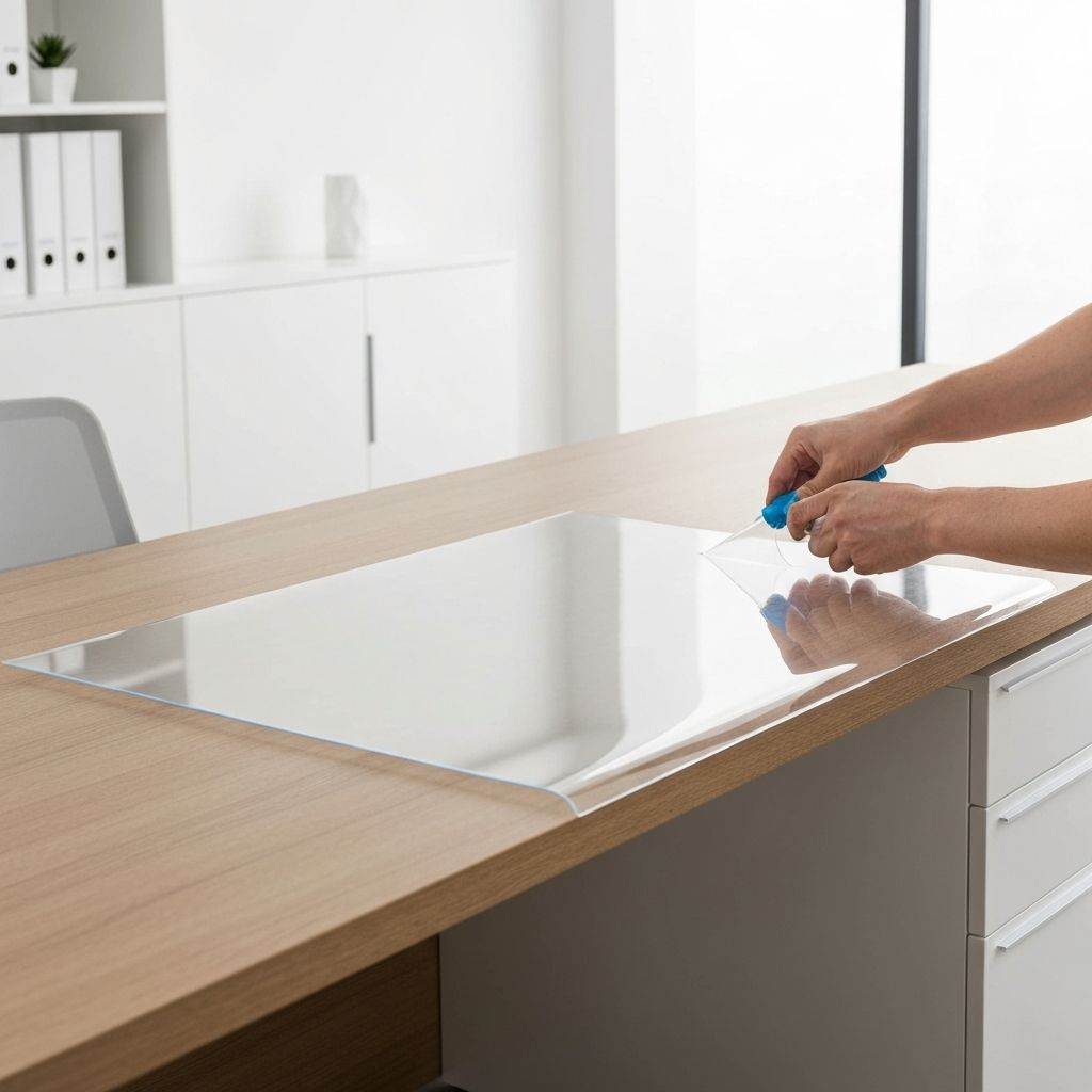 Surface protection film on office desk