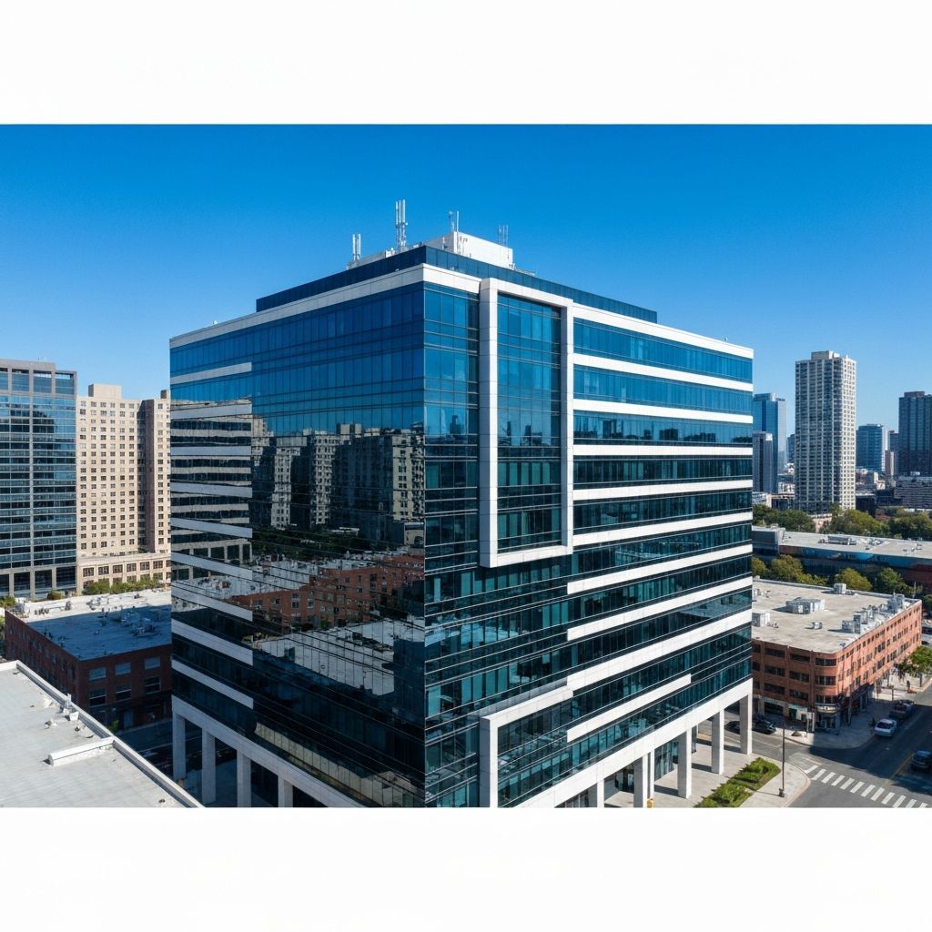 Commercial building with tinted windows
